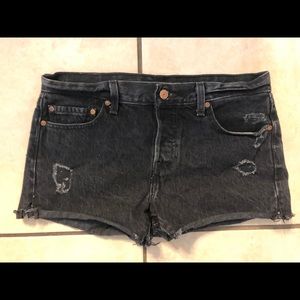 Black Distressed Levi's Shorts